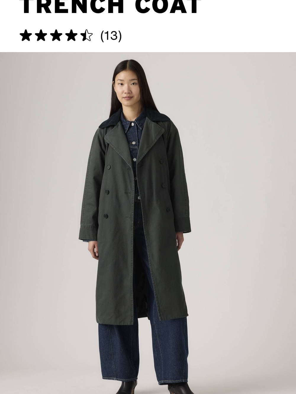 Levi’s Bree Barn Trench Coat L / Black Plume - Picture 2 of 4